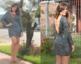 Vestido paetê decotado